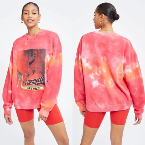 NWT La Detresse Mania Obsessive Pullover Sweatshirt in Blueberry Size Medium - Picture 2 of 6